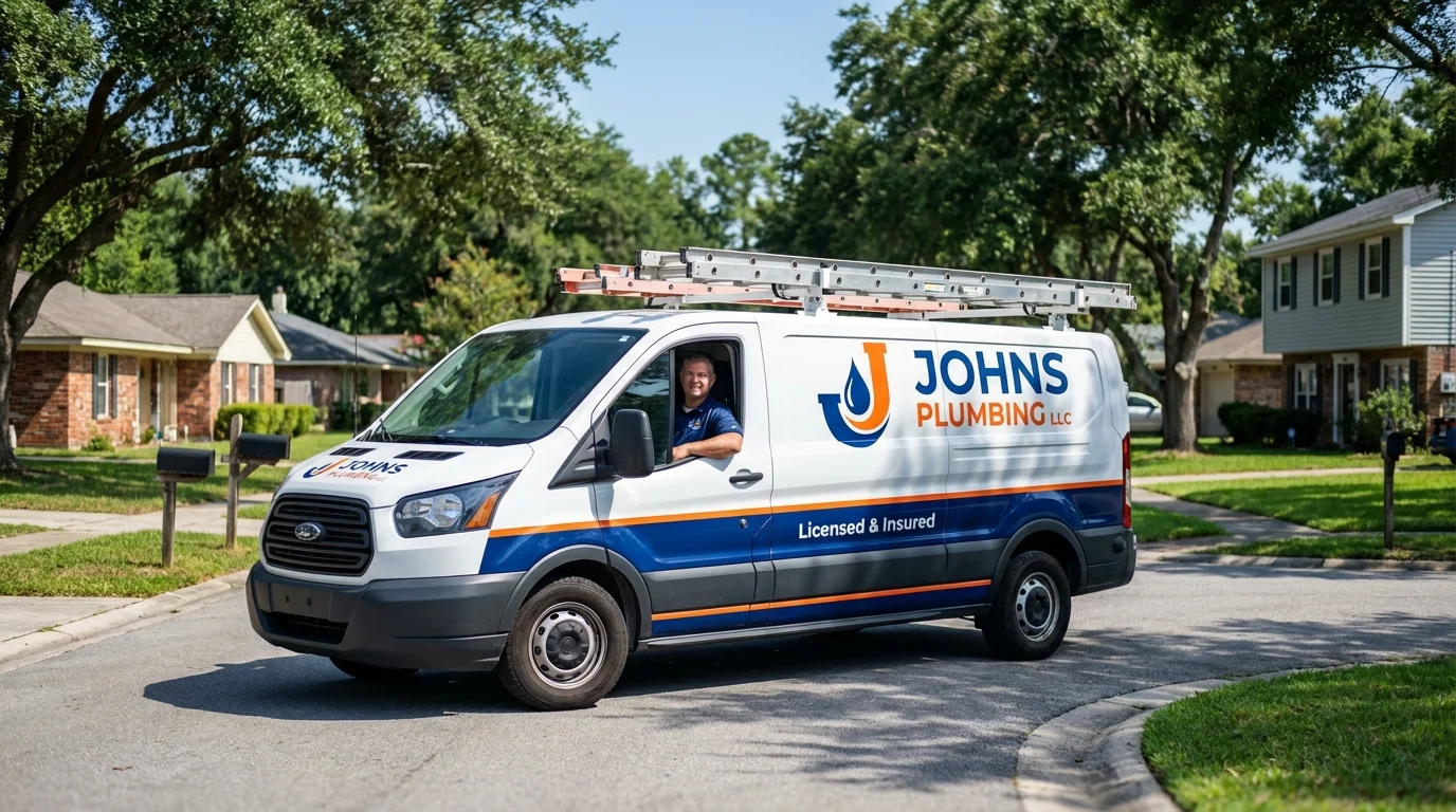Johns Plumbing LLC service van in Alma, NE