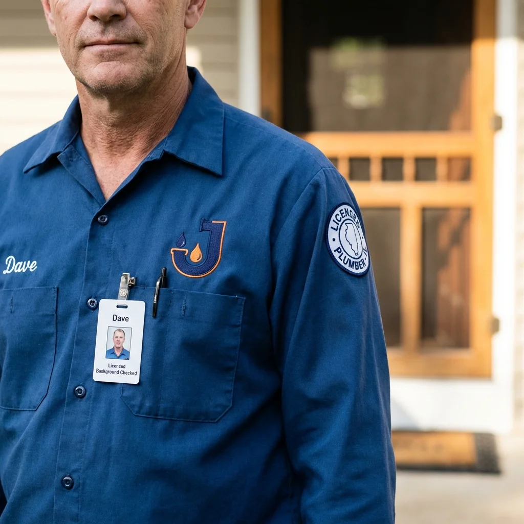 Licensed plumber showing ID badge in Alma, NE
