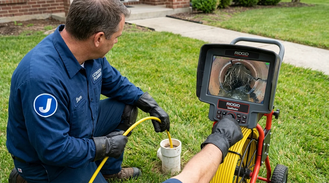 Sewer camera inspection being performed by Johns Plumbing LLC in Alma